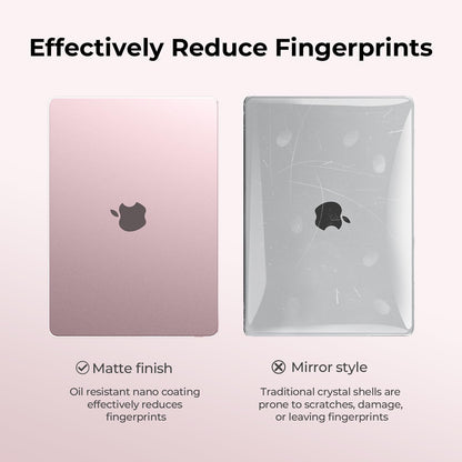 EooCoo Ultra Thin Matte Hard Case for MacBook Air 13.6" (2025–2022, M4/M3/M2, A3240 A3113 A2681) – Slim Protective Shell with Keyboard Cover, Sleek Pink