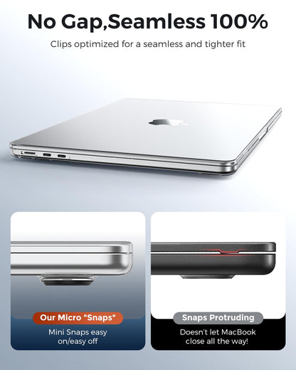 EooCoo Ultra Thin Crystal Clear Case for MacBook Air 15" (M4/M3/M2, 2025–2023) – 100% Transparent Hard Shell with Keyboard Cover, Anti-Scratch, Anti-Fingerprint, Heat Dissipation
