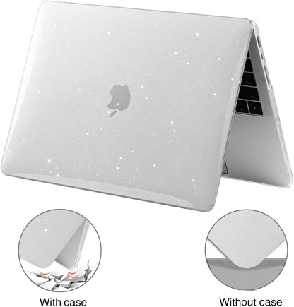 EooCoo Glitter Clear Hard Case for MacBook Pro 16 Inch (2021–2025, M1–M4 Pro/Max) – Sparkly Protective Shell with Keyboard Cover & Screen Protector