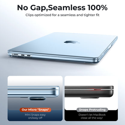 EooCoo Ultra Thin Crystal Sky Blue Case for MacBook Air 13.6" (2025–2022, M4/M3/M2) – Clear Protective Hard Shell with Keyboard Cover, Slim Fit, Scratch & Fingerprint Resistant