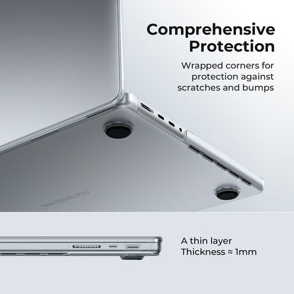 EooCoo Ultra Thin Armor Case for MacBook Pro 14" (2025–2021, M4/M3/M2/M1 Pro Max) – Matte Clear Hard Shell with Anti-Fingerprint, Keyboard Skin, Bare-MacBook Feel