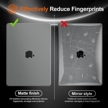 EooCoo Ultra Thin Space Gray Clear Case for MacBook Air 15" (M4/M3/M2, 2025–2023) – 100% Official Match Matte Hard Shell with Keyboard Cover, Anti-Scratch, Anti-Fingerprint, Heat Dissipation