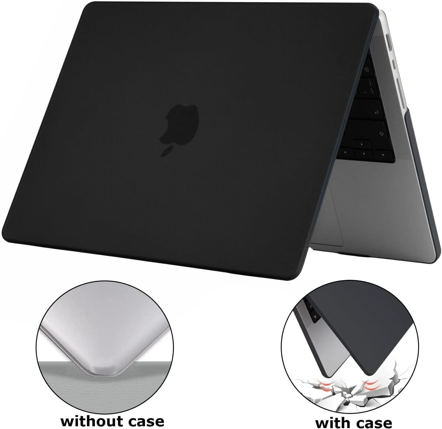 EooCoo Matte Black Hard Case for MacBook Pro 16 Inch (2021–2025) – Slim Protective Shell with Keyboard Cover & Screen Protector