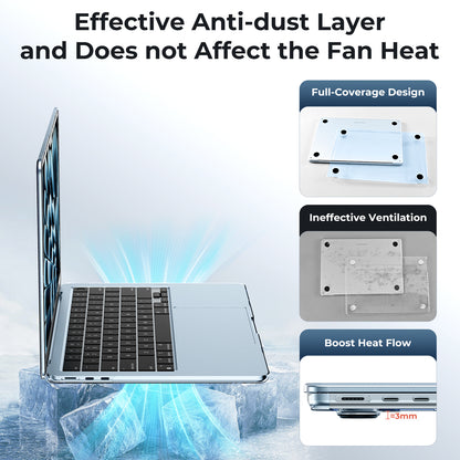 EooCoo Ultra Thin Crystal Sky Blue Case for MacBook Air 13.6" (2025–2022, M4/M3/M2) – Clear Protective Hard Shell with Keyboard Cover, Slim Fit, Scratch & Fingerprint Resistant