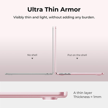EooCoo Ultra Thin Matte Hard Case for MacBook Air 13.6" (2025–2022, M4/M3/M2, A3240 A3113 A2681) – Slim Protective Shell with Keyboard Cover, Sleek Pink