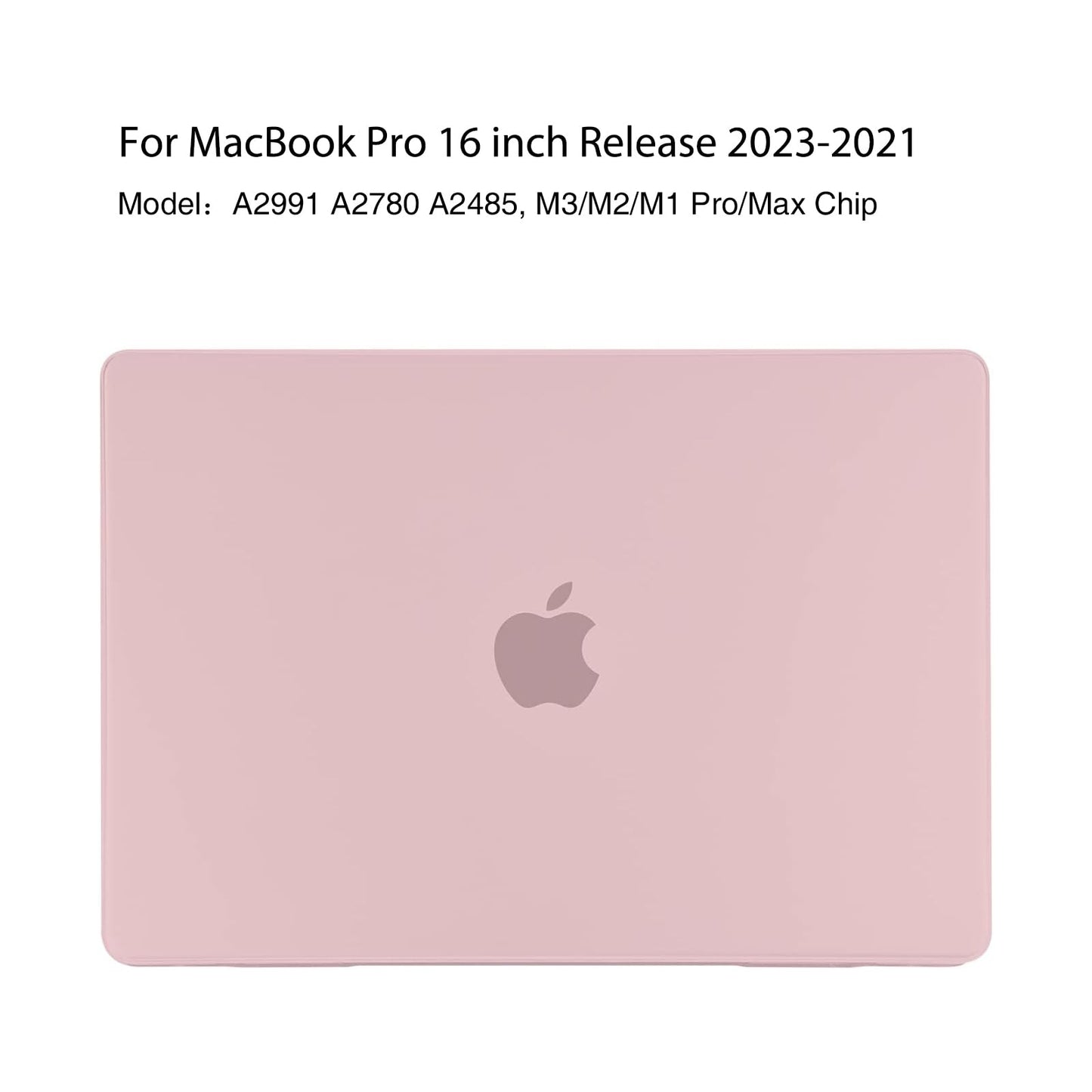 EooCoo Matte Pink Hard Case for MacBook Pro 16 Inch (2021–2025) – Slim Protective Shell with Keyboard Cover & Screen Protector