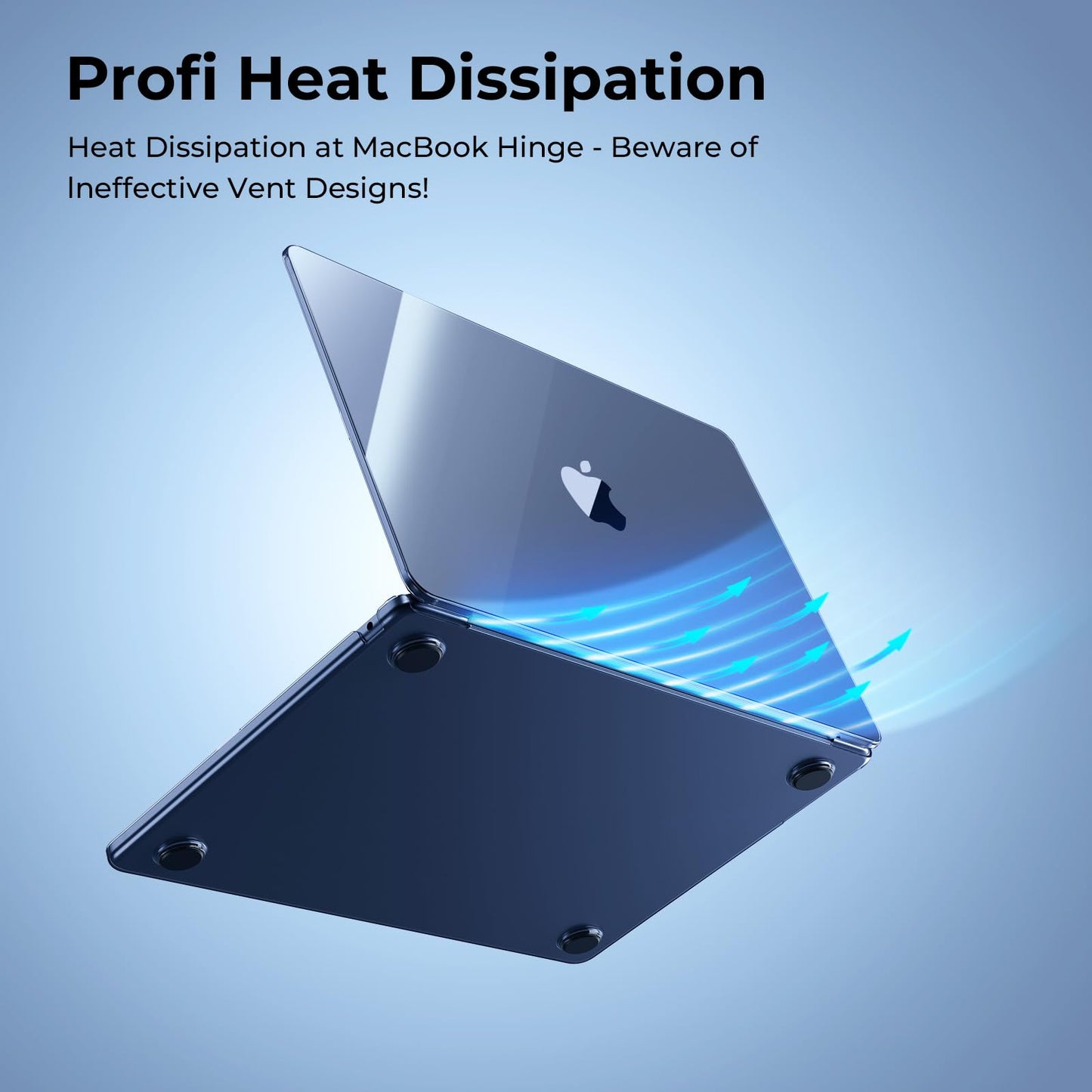 EooCoo Ultra Thin Crystal Midnight Case for MacBook Air 15" (M4/M3/M2, 2025–2023) – 100% Transparent Hard Shell with Keyboard Cover, Anti-Scratch, Anti-Fingerprint, Heat Dissipation