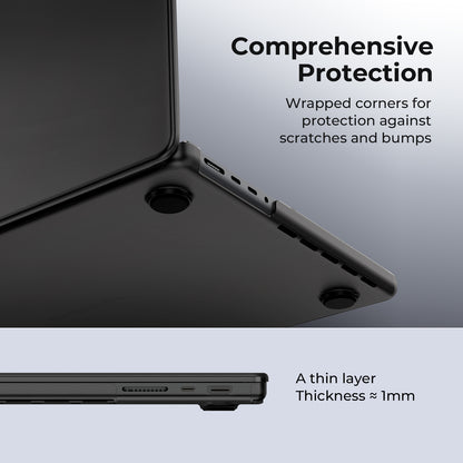 EooCoo Ultra-Slim Frosted Hard Case for MacBook Pro 14 Inch (2025–2021, M4/M3/M2/M1 Pro/Max) – Anti-Fingerprint Matte Case with Keyboard Cover & Screen Protector, Space Black