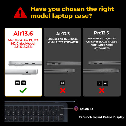 EooCoo Ultra Thin Clear Case for MacBook Air 13.6" (2025–2022, M4/M3/M2) – Matte Frost Hard Shell with Keyboard Cover, Bare-Laptop Look