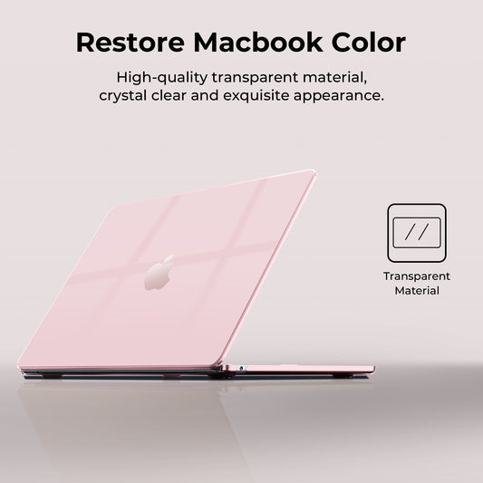 EooCoo Pink Clear Hard Shell Case for MacBook Air 15" (2023-2025 M2/M3/M4) + Keyboard Cover & Screen Protector – Perfect Fit & Durable Protection