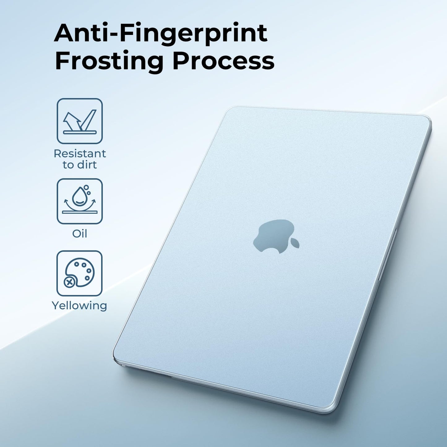 EooCoo Ultra Thin MacBook Air 13.6" Case (2025–2022, M4/M3/M2, A3240/A3113/A2681) – Matte Hard Shell with Keyboard Cover, Effective Heat Dissipation, Sky Blue