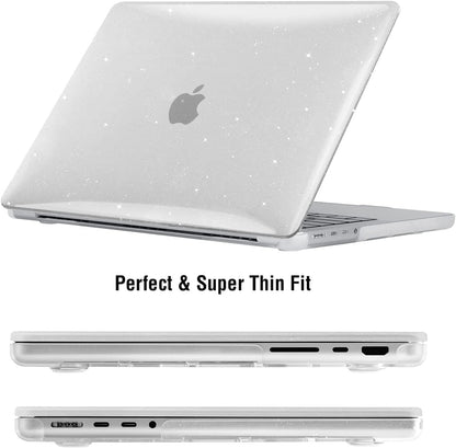 EooCoo Glitter Clear Hard Case for MacBook Pro 16 Inch (2021–2025, M1–M4 Pro/Max) – Sparkly Protective Shell with Keyboard Cover & Screen Protector