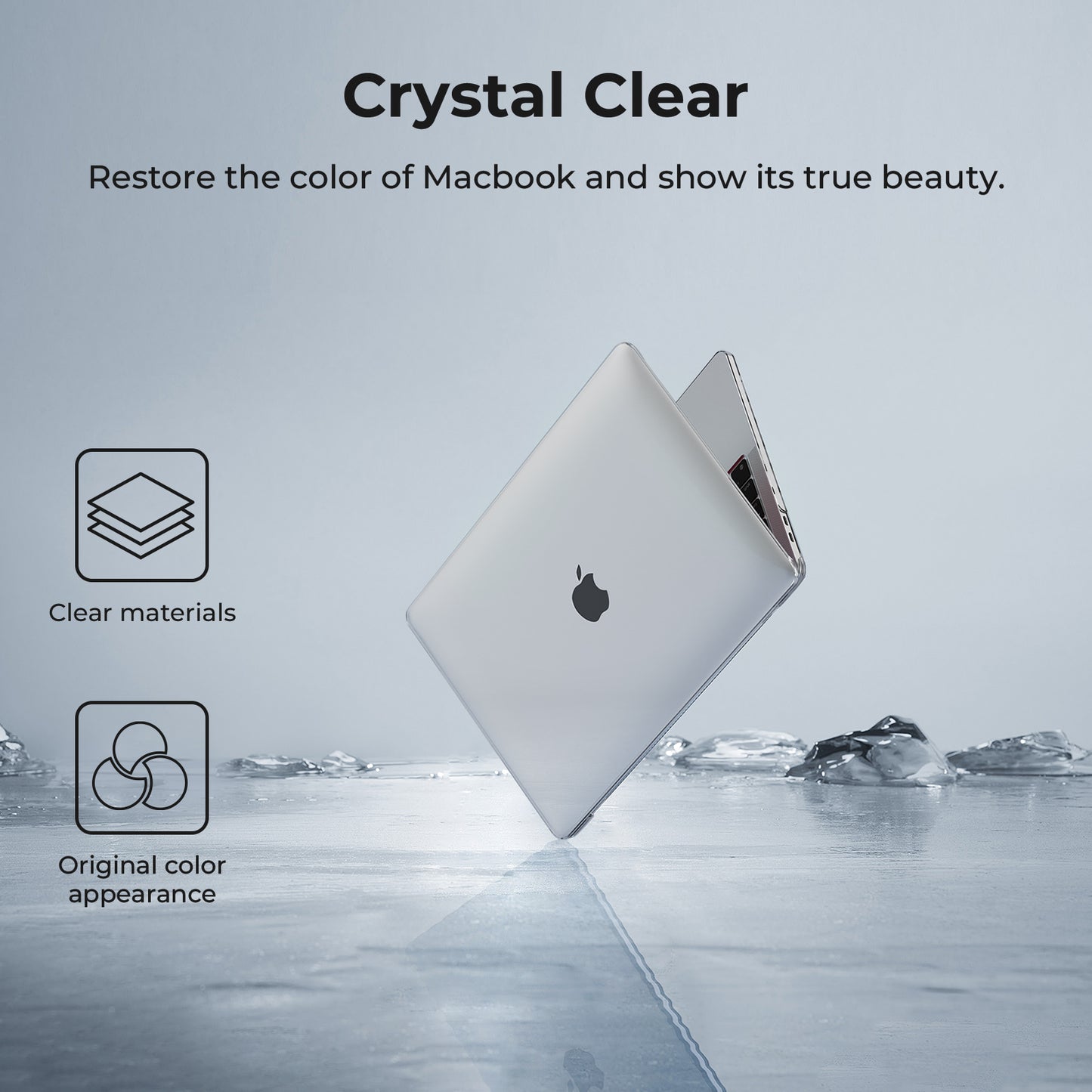 EooCoo Crystal Clear Hard Case for MacBook Pro 13 inch (M2 2024–2016, M1) with Keyboard Cover & Screen Protector - Protective Slim Fit