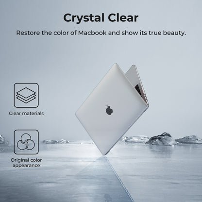 EooCoo Crystal Clear Hard Case for MacBook Pro 13 inch (M2 2024–2016, M1) with Keyboard Cover & Screen Protector - Protective Slim Fit