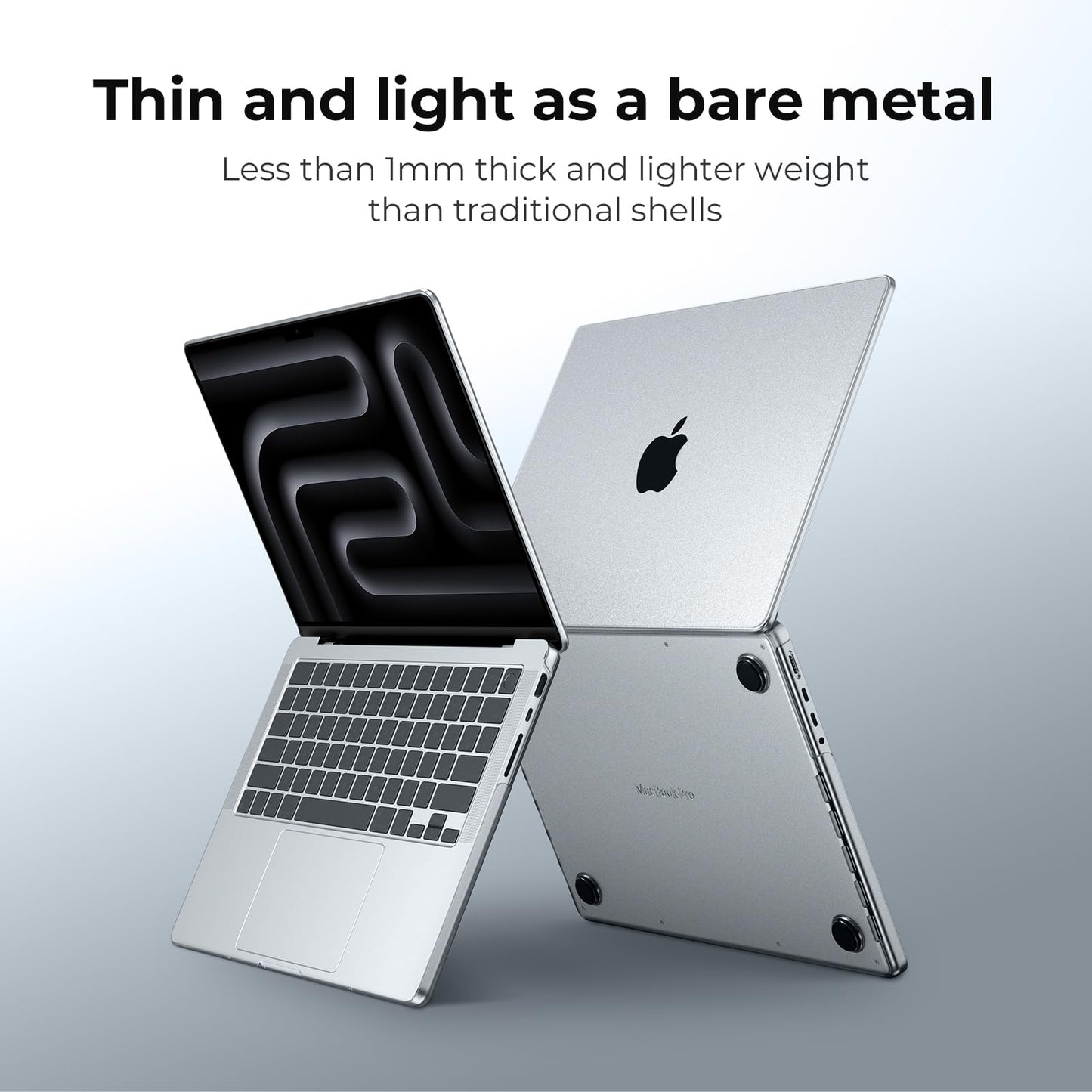 EooCoo Ultra Thin Armor Case for MacBook Pro 14" (2025–2021, M4/M3/M2/M1 Pro Max) – Matte Clear Hard Shell with Anti-Fingerprint, Keyboard Skin, Bare-MacBook Feel