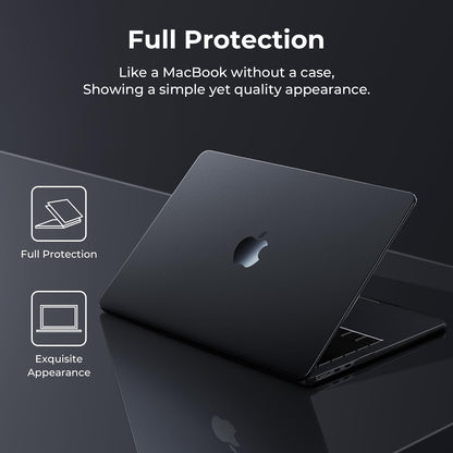 EooCoo Ultra Thin MacBook Air 15" Case (2025–2023, M4/M3/M2) – Matte Black Titanium Hard Shell with Keyboard Cover, Scratch-Resistant, Anti-Fingerprint, Cooling
