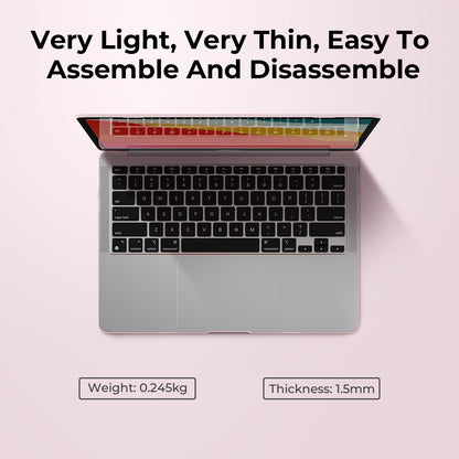 EooCoo Crystal Pink Hard Shell Case for MacBook Air 13.3" (M1 2020–2018) – Clear Slim Fit Cover with Keyboard Skin & Screen Protector, Full Protection Without Hiding Original Color
