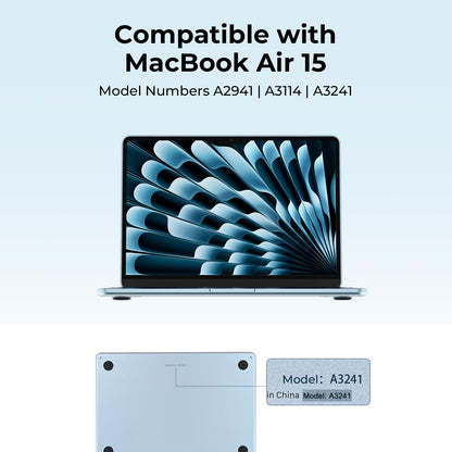 EooCoo Ultra Thin Sky Blue Clear Case for MacBook Air 15" (M4/M3/M2, 2025–2023) – 100% Official Match Matte Hard Shell with Keyboard Cover, Anti-Scratch, Anti-Fingerprint, Heat Dissipation