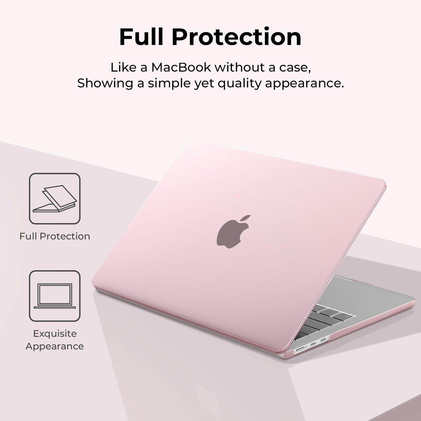 EooCoo Ultra Thin Matte Hard Case for MacBook Air 13.6" (2025–2022, M4/M3/M2, A3240 A3113 A2681) – Slim Protective Shell with Keyboard Cover, Sleek Pink