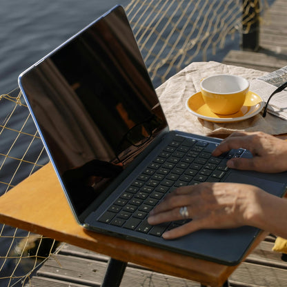 EooCoo Ultra Thin Crystal Midnight Case for MacBook Air 15" (M4/M3/M2, 2025–2023) – 100% Transparent Hard Shell with Keyboard Cover, Anti-Scratch, Anti-Fingerprint, Heat Dissipation