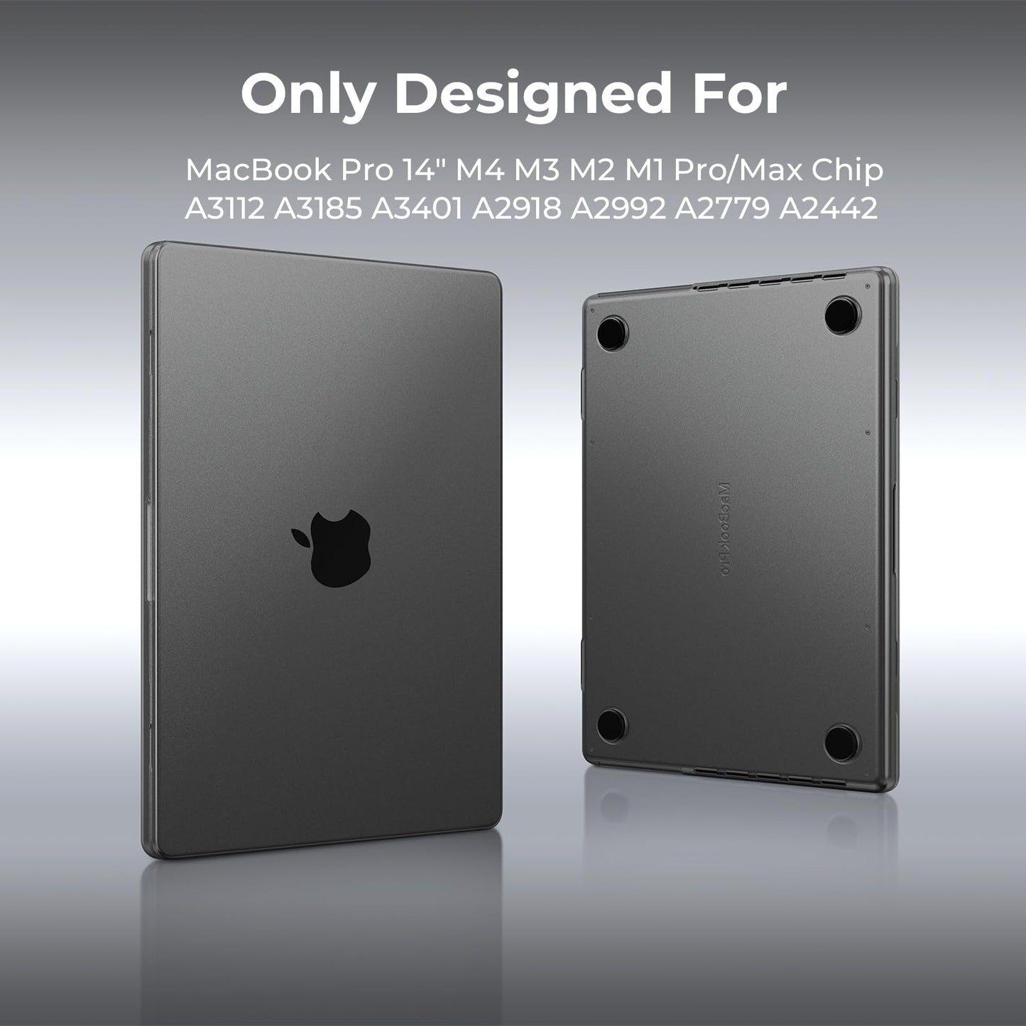 EooCoo Ultra Thin Matte Hard Case for MacBook Pro 14" (2025–2021, M4/M3/M2/M1 Pro/Max) – Anti-Fingerprint, Scratch-Resistant Shell, 100% Space Gray Color Match