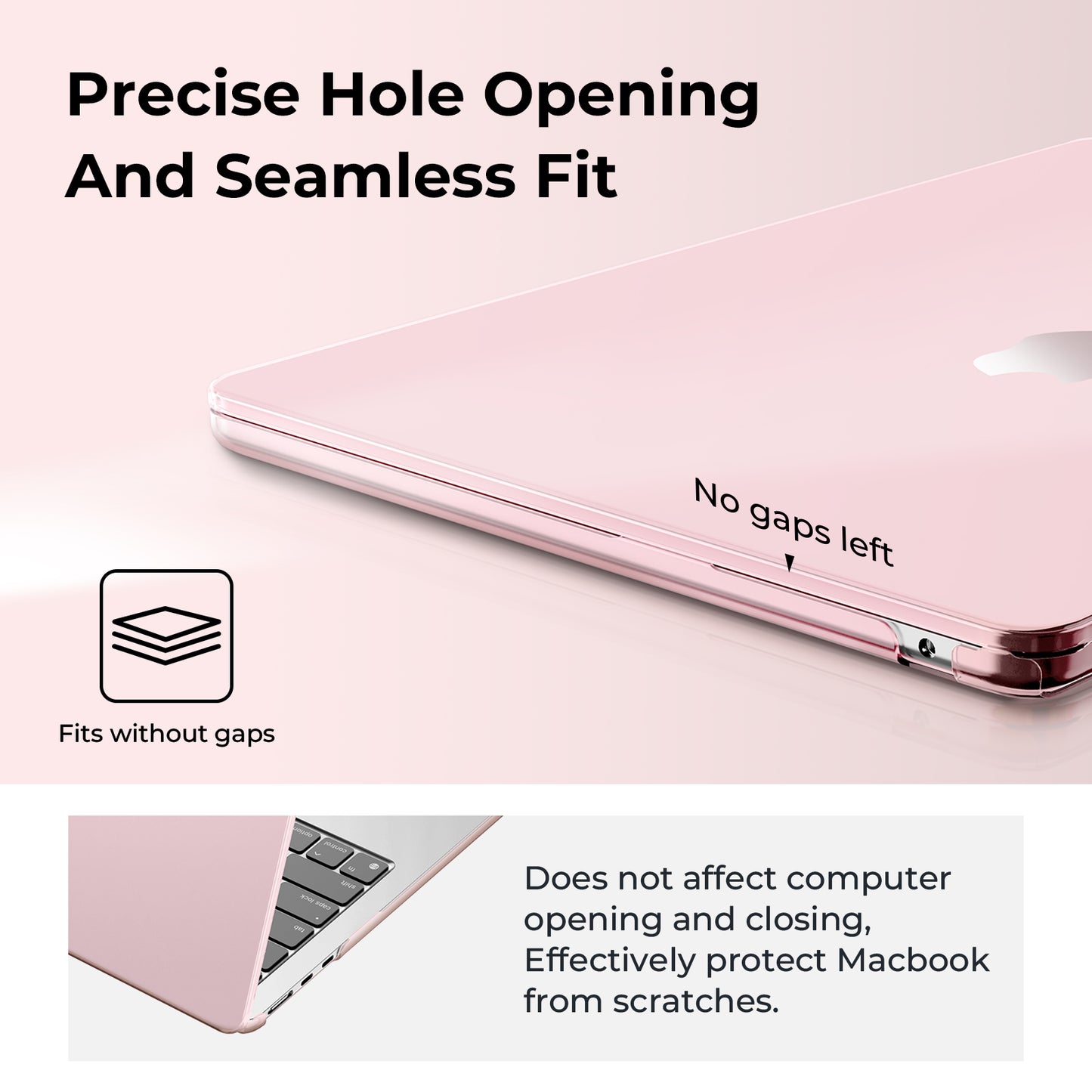 EooCoo Clear Pink Hard Shell Case for MacBook Air 13.6" (2022-2025 M2/M3/M4) + Keyboard Cover & Screen Protector – Crystal Clear & Full Protection