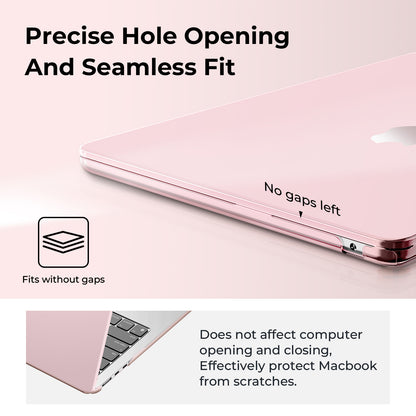EooCoo Clear Pink Hard Shell Case for MacBook Air 13.6" (2022-2025 M2/M3/M4) + Keyboard Cover & Screen Protector – Crystal Clear & Full Protection