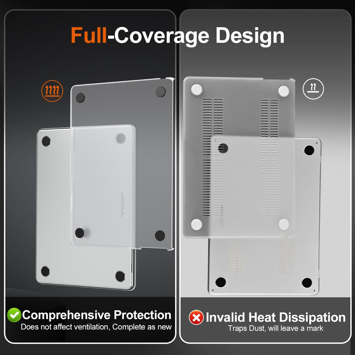 EooCoo Ultra Thin Clear Case for MacBook Air 13.6" (2025–2022, M4/M3/M2) – Matte Frost Hard Shell with Keyboard Cover, Bare-Laptop Look