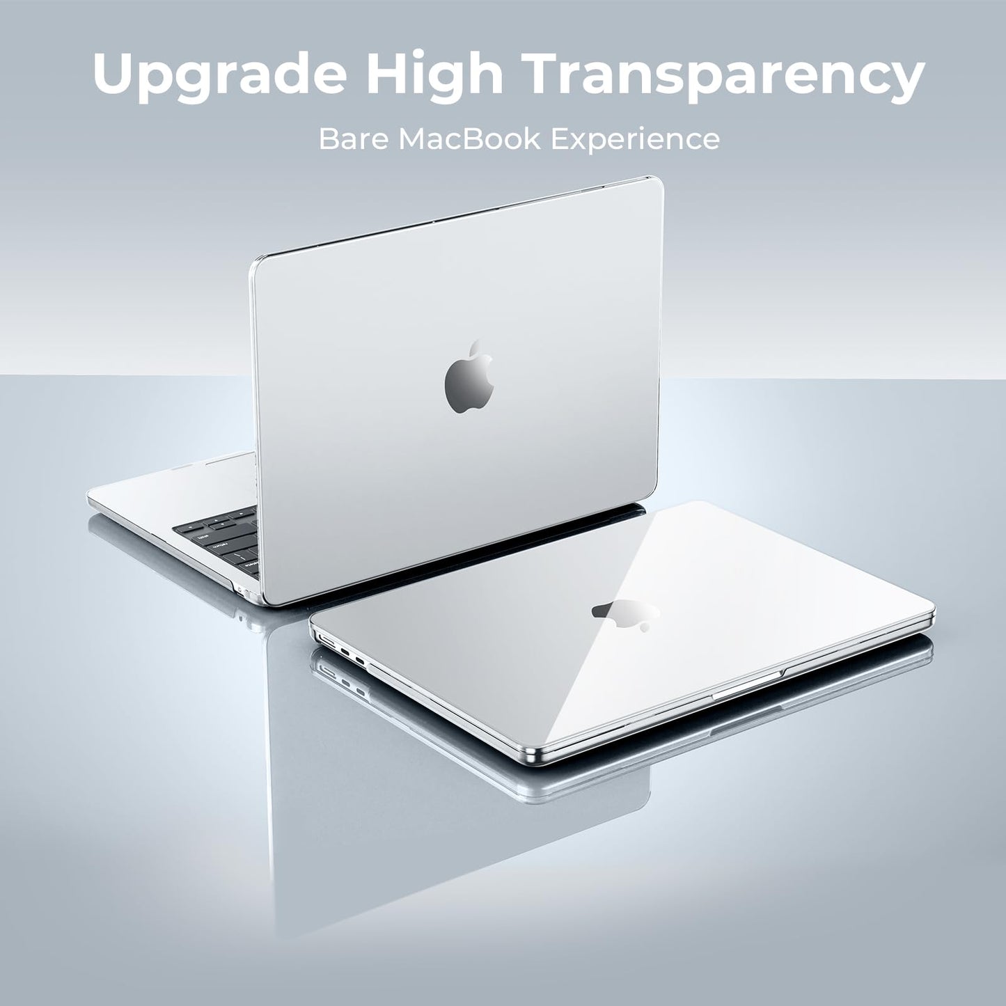 EooCoo Ultra Thin Crystal Clear Case for MacBook Air 15" (M4/M3/M2, 2025–2023) – 100% Transparent Hard Shell with Keyboard Cover, Anti-Scratch, Anti-Fingerprint, Heat Dissipation