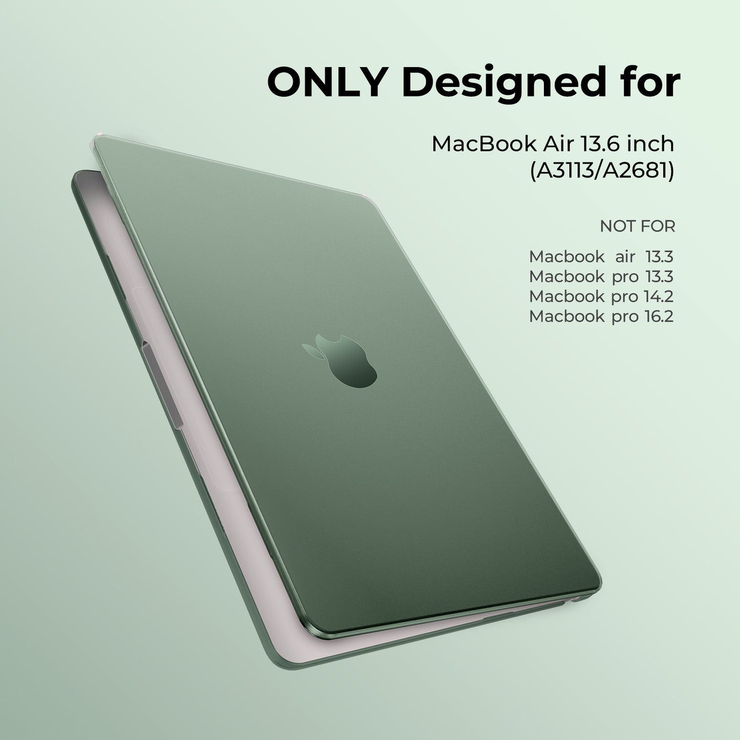 EooCoo Matte Midnight Green Hard Shell Case for MacBook Air 15" (2023-2025 M2/M3/M4) + Keyboard Cover & Screen Protector – Slim, Durable & Perfect Fit