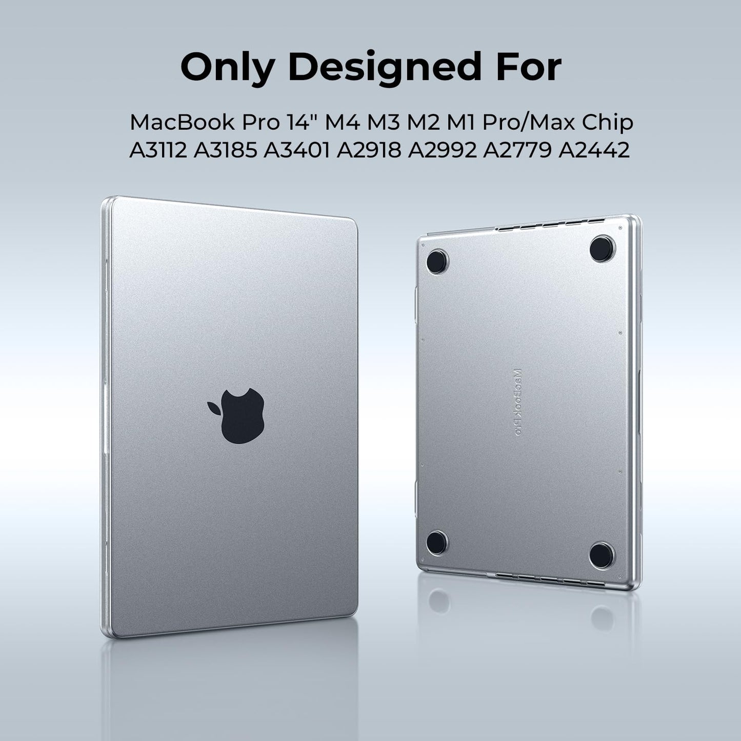 EooCoo Ultra Thin Armor Case for MacBook Pro 14" (2025–2021, M4/M3/M2/M1 Pro Max) – Matte Clear Hard Shell with Anti-Fingerprint, Keyboard Skin, Bare-MacBook Feel