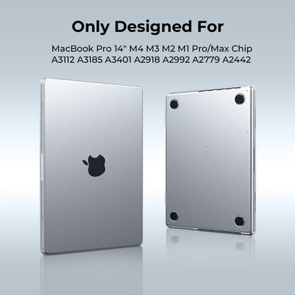 EooCoo Ultra Thin Armor Case for MacBook Pro 14" (2025–2021, M4/M3/M2/M1 Pro Max) – Matte Clear Hard Shell with Anti-Fingerprint, Keyboard Skin, Bare-MacBook Feel