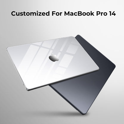 EooCoo Black Clear Hard Case for MacBook Pro 14 Inch (2025–2021, M4/M3/M2/M1 Pro/Max) – Anti-Scratch, Anti-Fingerprint, Snap-On Protective Cover with Keyboard & Screen Protector