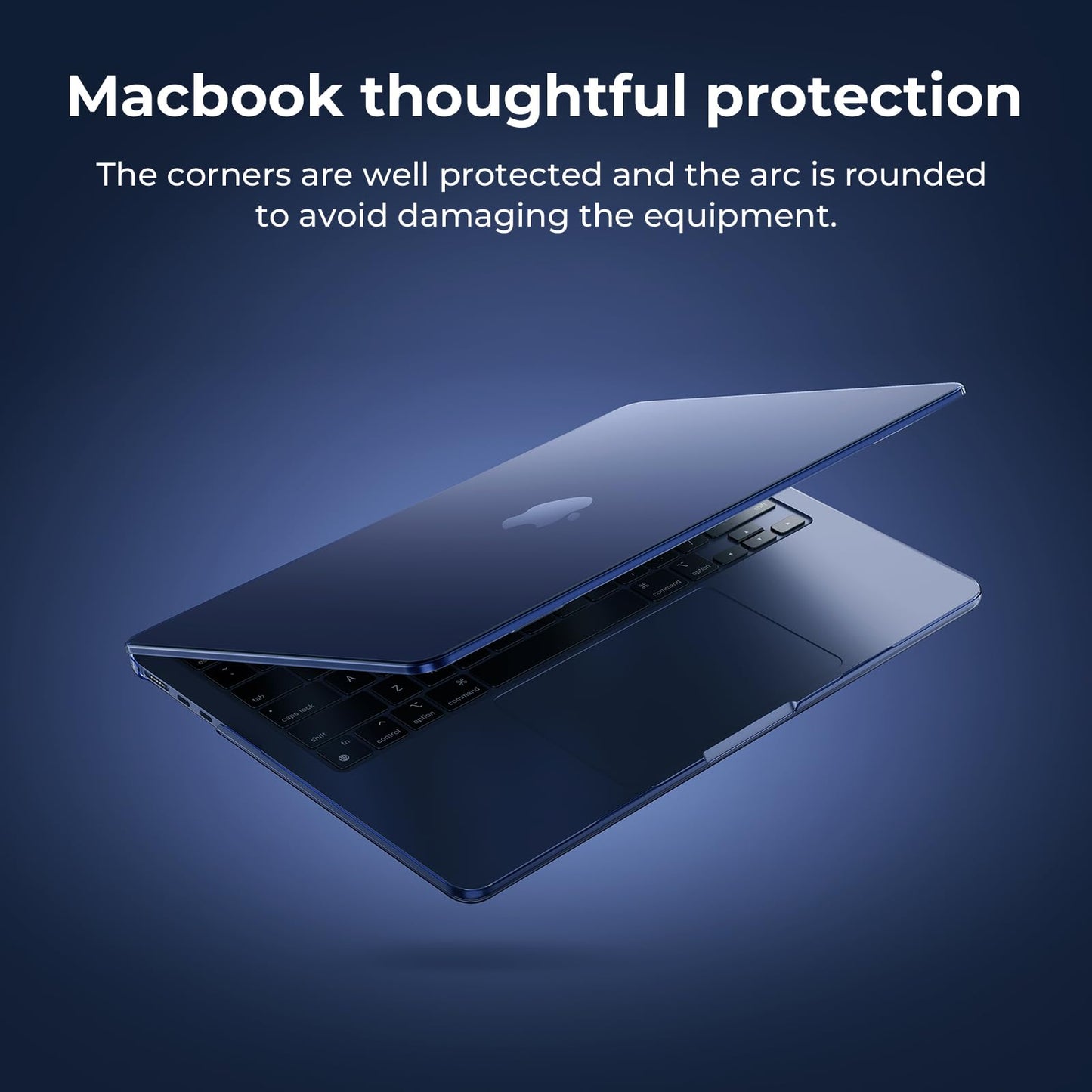 EooCoo Ultra Thin Crystal Midnight Case for MacBook Air 15" (M4/M3/M2, 2025–2023) – 100% Transparent Hard Shell with Keyboard Cover, Anti-Scratch, Anti-Fingerprint, Heat Dissipation