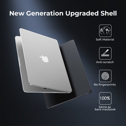 EooCoo Frost Black Matte Hard Shell Case for MacBook Air 13.6" (2022-2025 M2/M3/M4) + Keyboard Cover & Screen Protector – Slim, Anti-Fingerprint & Full Protection