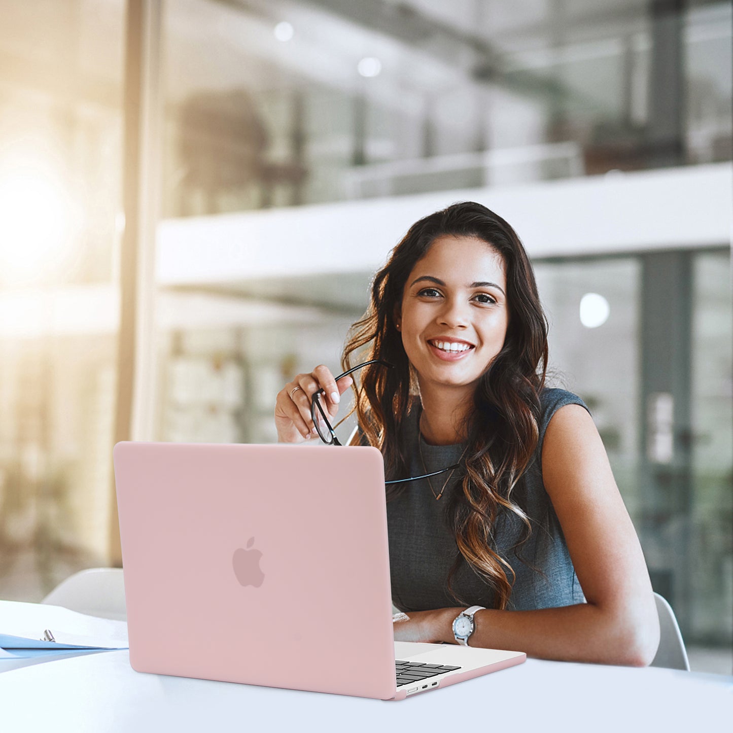 EooCoo Matte Pink Hard Shell Case for MacBook Air 13.6" (2023-2025 M2/M3/M4) + Keyboard Cover & Screen Protector – Slim, Durable & Perfect Fit